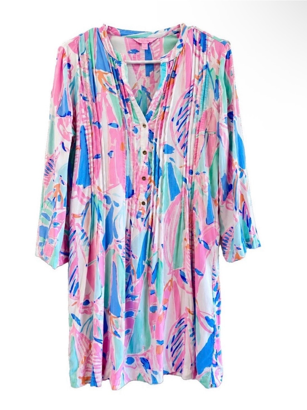 Lilly Pulitzer Sarasota Tunic Dress Out To Sea Print Pink Blue Green Women’s S - Picture 3 of 6